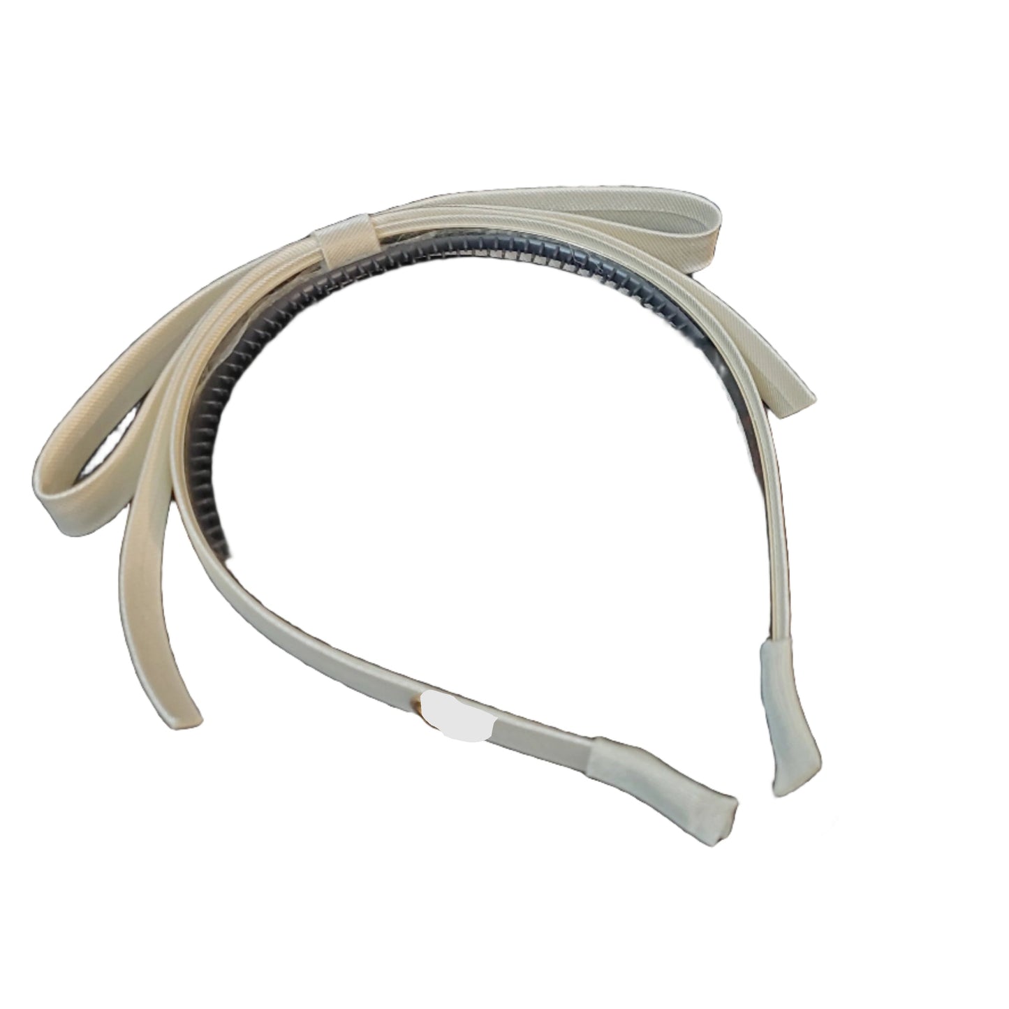 Ivory Satin Tuxedo Bow Headband - Narrow