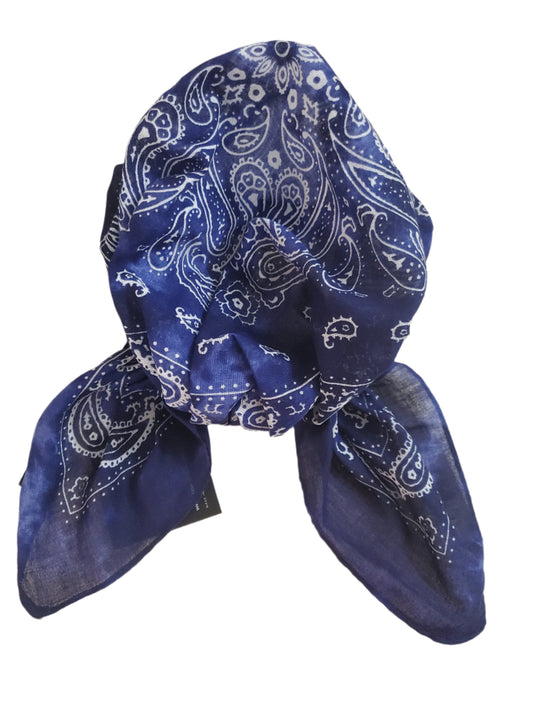 Blue Pre-tied Headscarves Bandan Tie Dye Prints - Short Ties