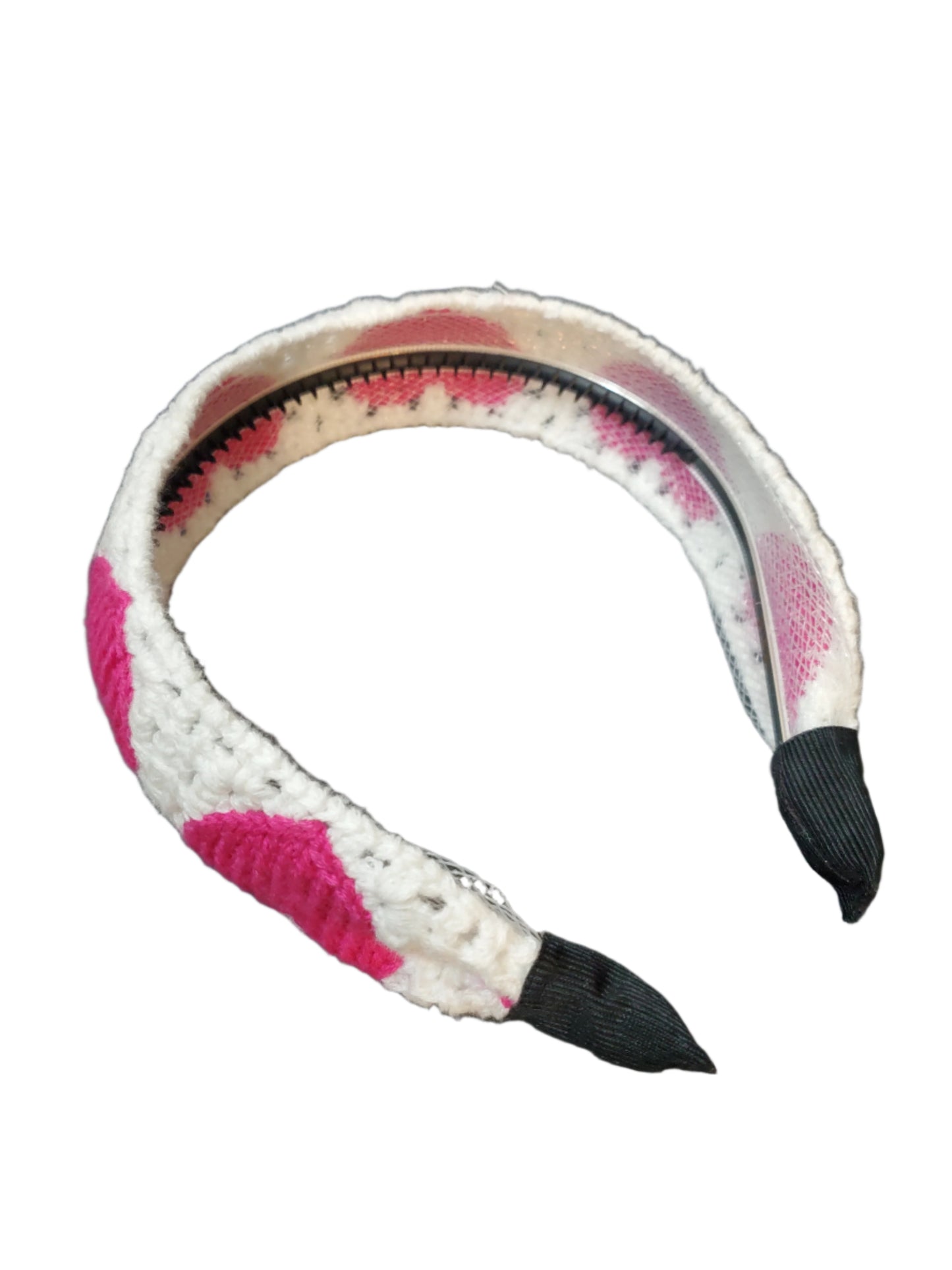 Hot Pink Crochet Hearts Headband