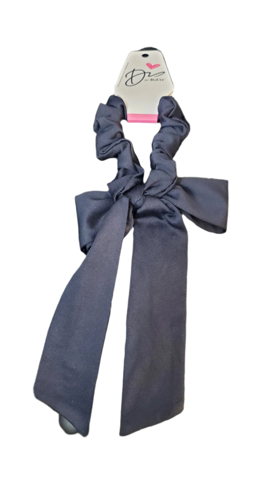 Navy Sports Fabric Bow Scrunchy