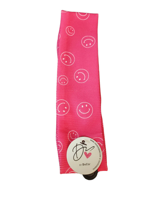 Hot Pink Smiley Print Junior Headwrap