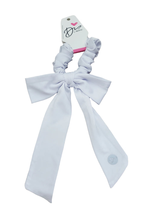 White Sports Fabric Bow Scrunchy
