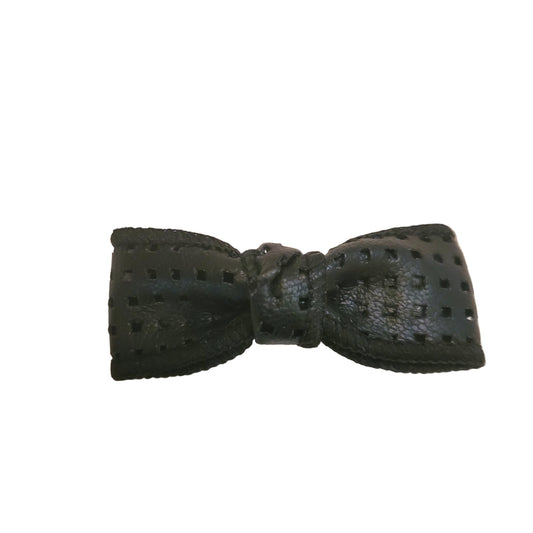 Black Mini Perforated Bow Clip